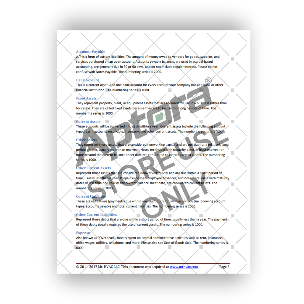 HVAC Chart of Accounts with Division and Department Lists - Page 2