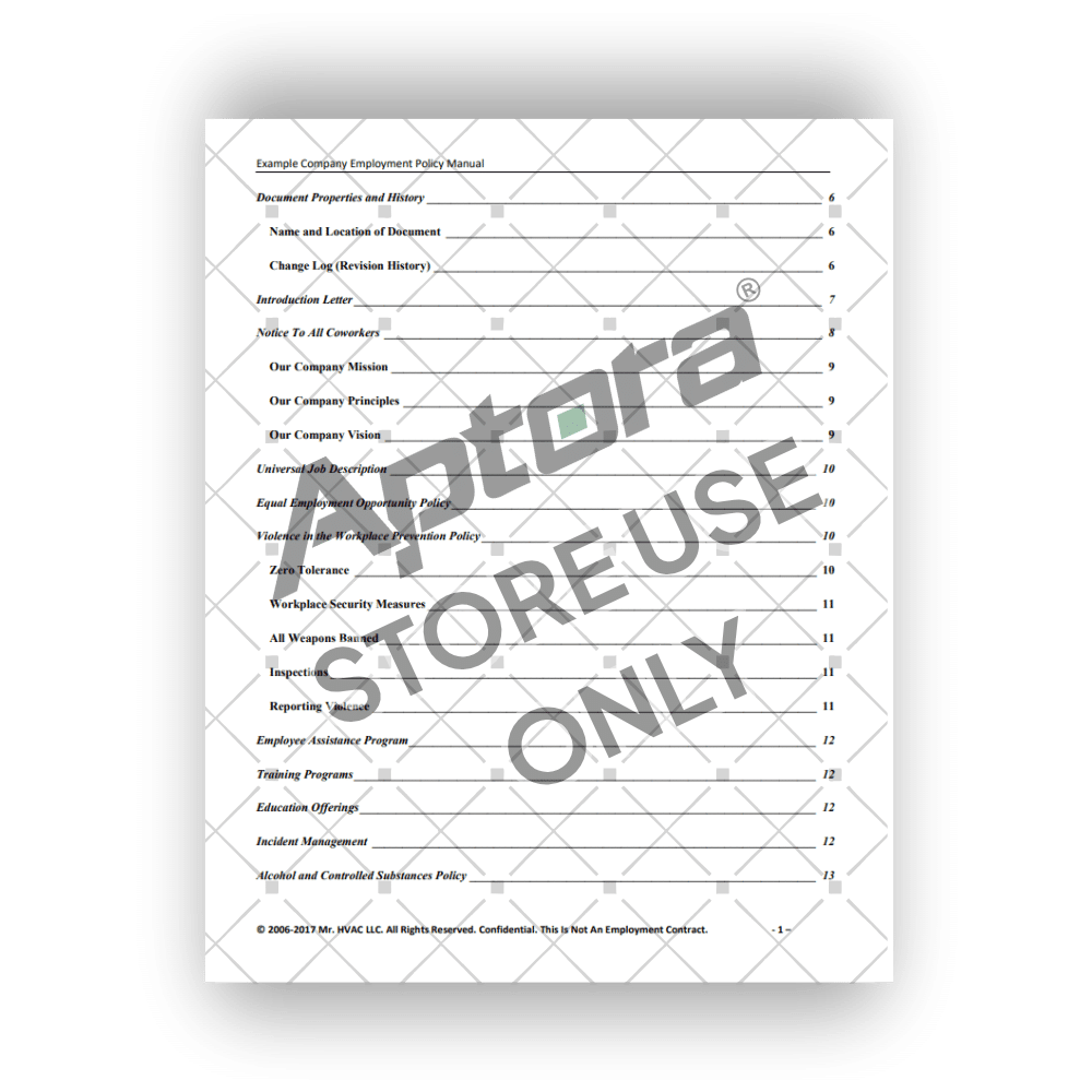 HVAC Employment Policy Manual