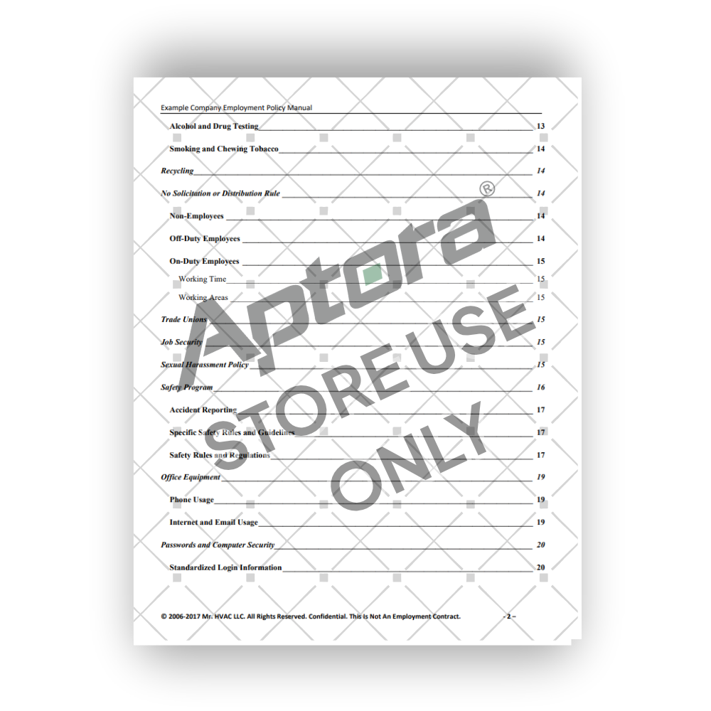 HVAC Employment Policy Manual