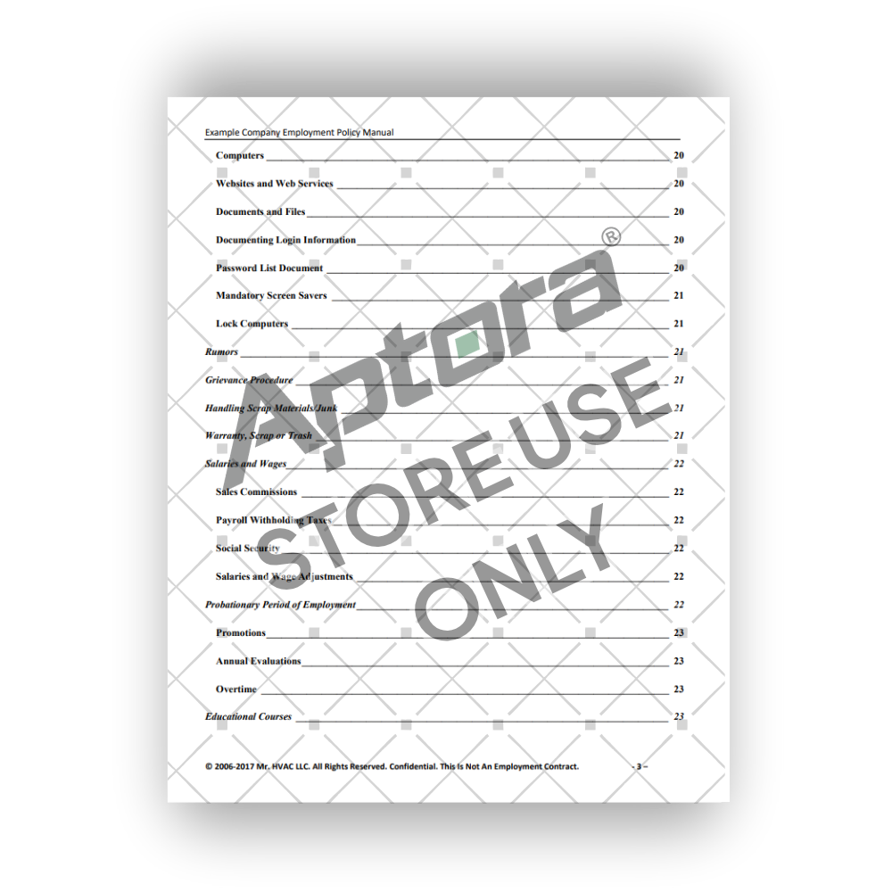 HVAC Employment Policy Manual
