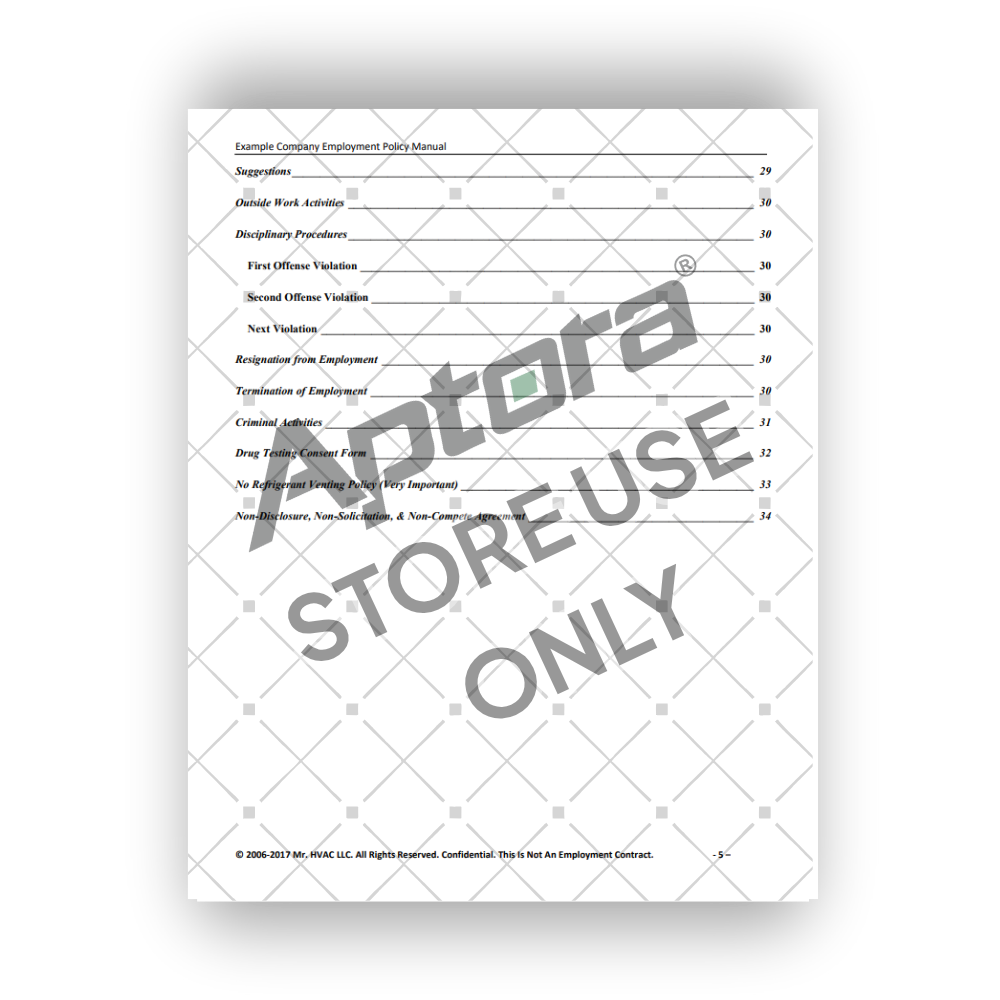 HVAC Employment Policy Manual