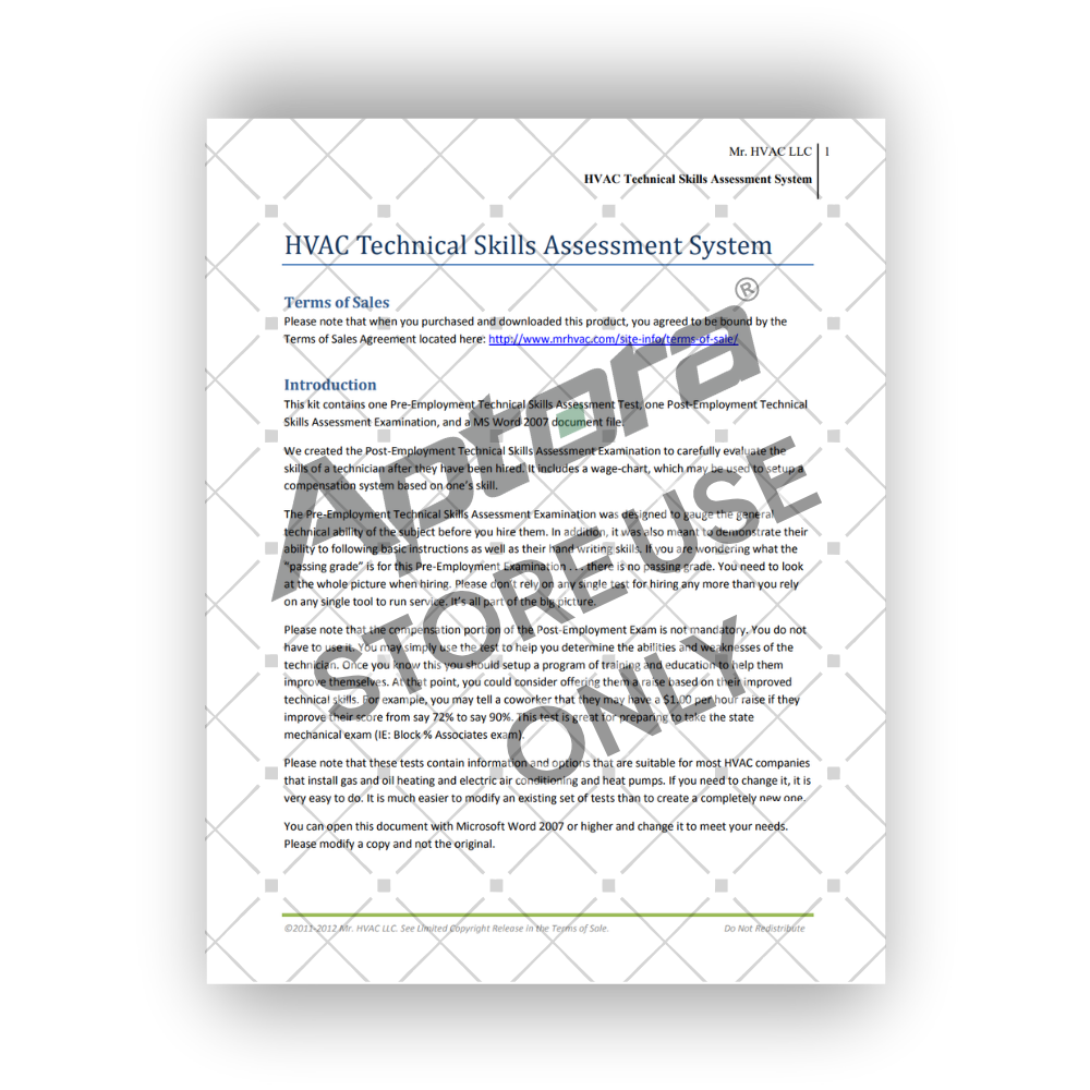 HVAC Technical Skills Assessment System - Introduction