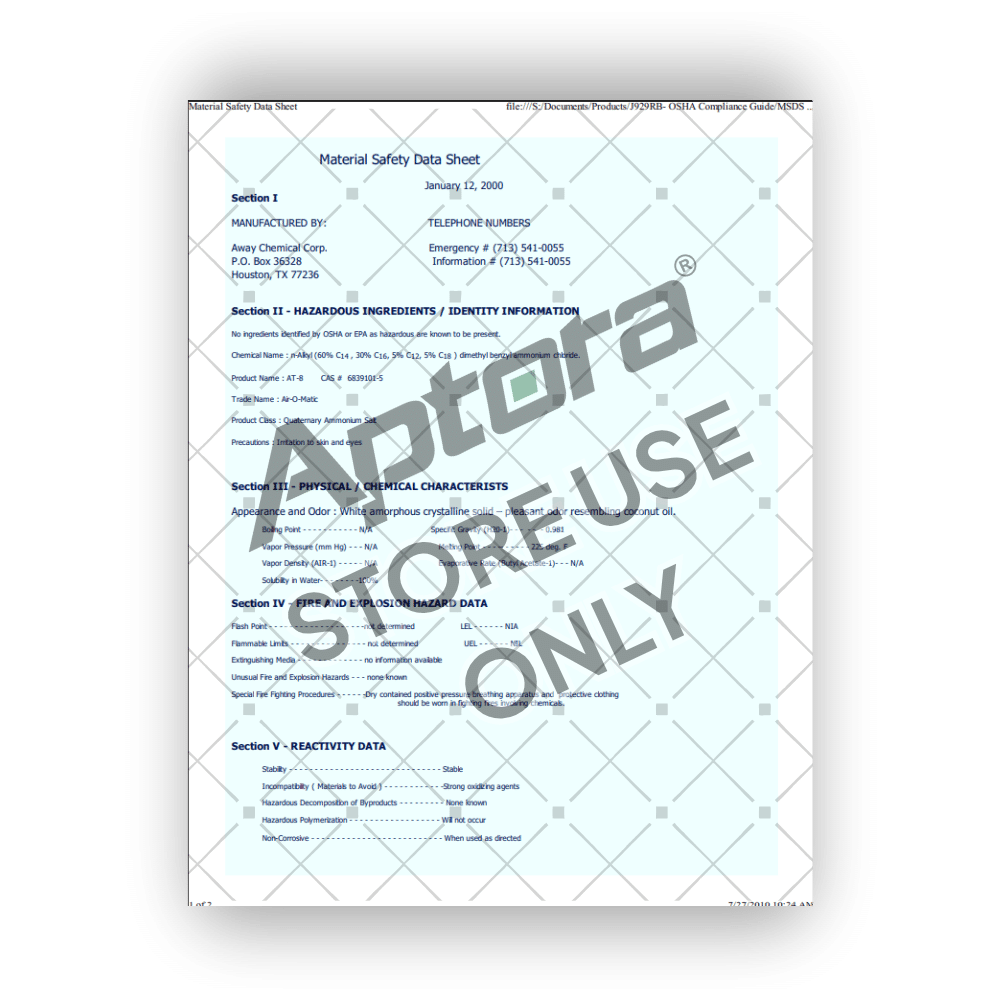 OSHA MSDS Compliance Kit - Material Safety Data Sheet page 1