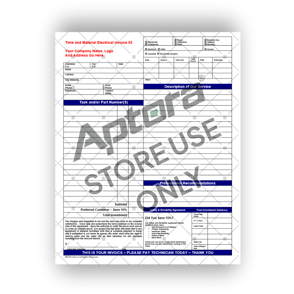 Service Invoice Kit
