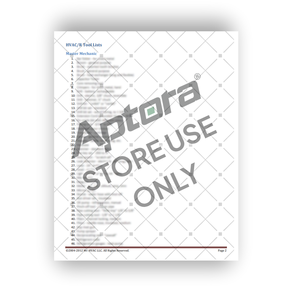 Tool Requirement List