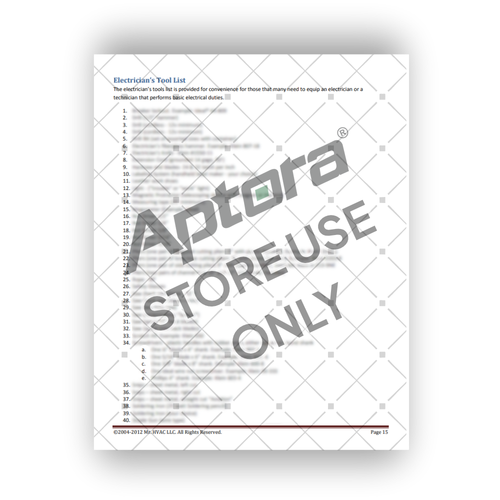 Tool Requirement List