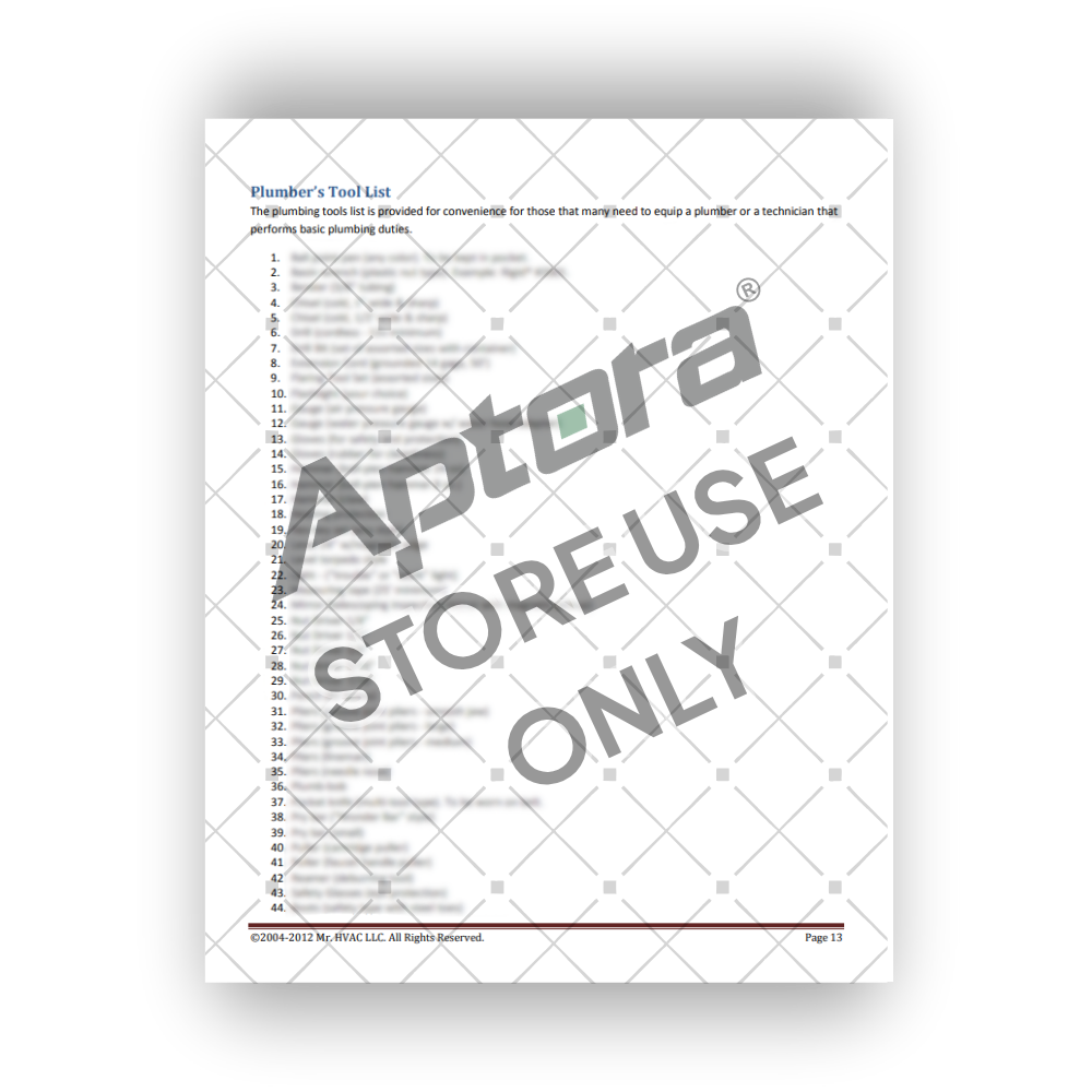 Tool Requirement List