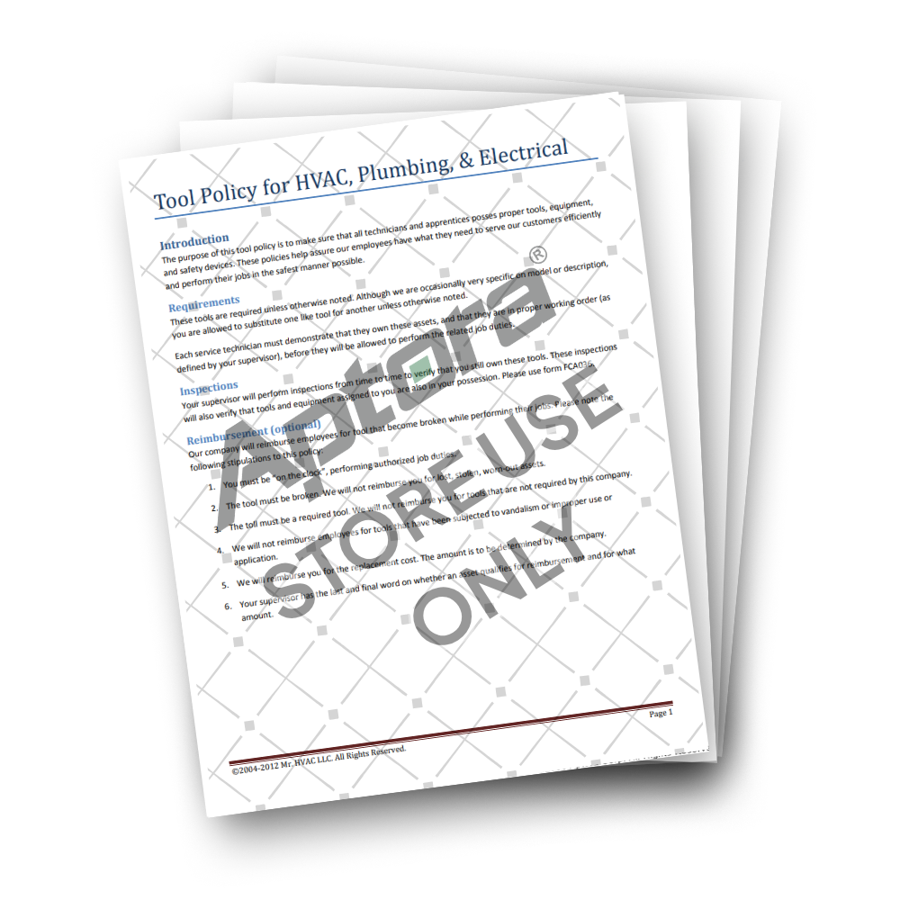 Tool Requirement List Cover