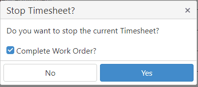 Stop Working Timesheet