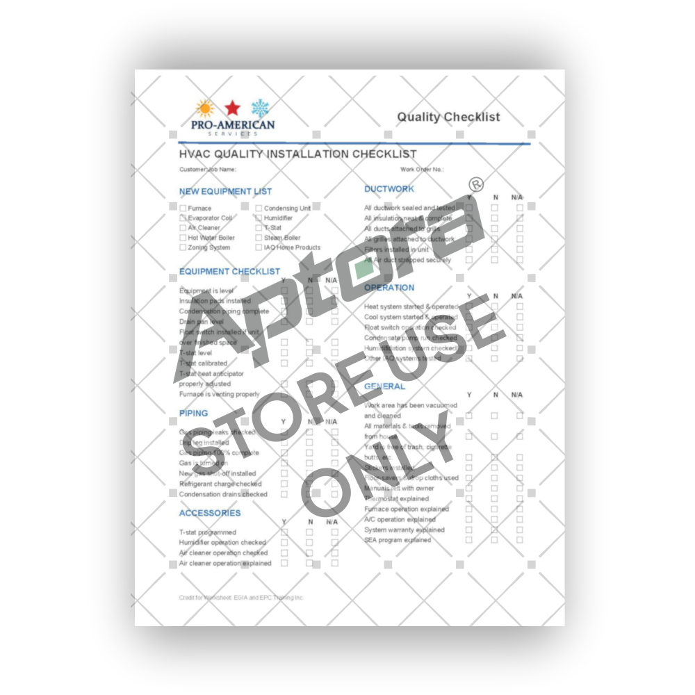 Installation Quality Checklist Mobile Form Page 1 - Aptora Store product