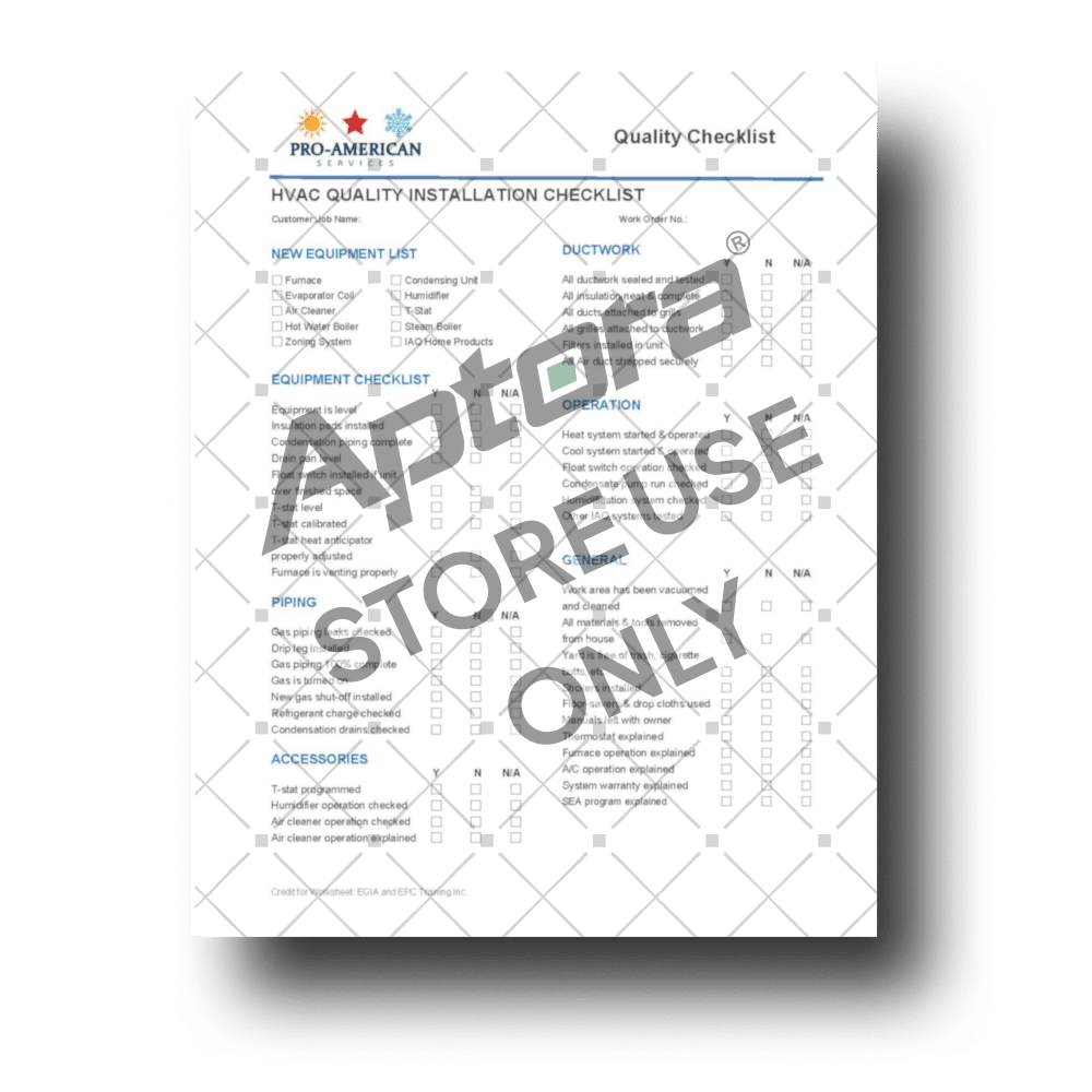 Installation Quality Checklist Mobile Form Page 1 - Aptora Store product