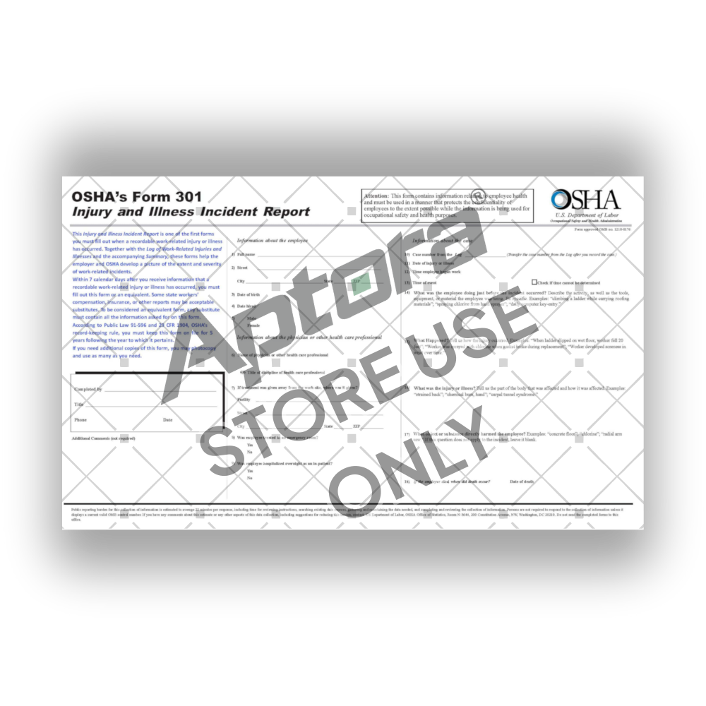 OSHA 301 Form - Aptora Store product