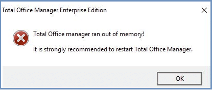 Message box about running out of memory or RAM