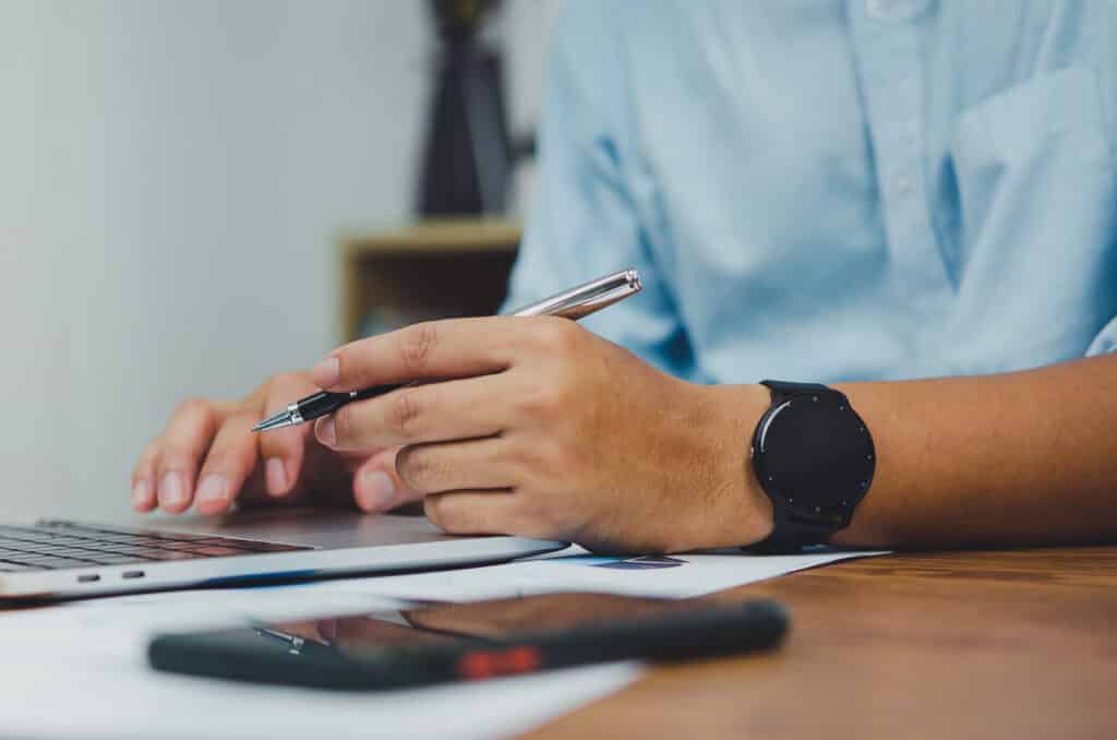 Business typing keyboard computer laptop technology online digital marketing